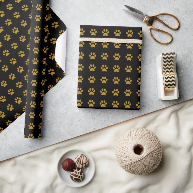 Gold Paw Print Theme Geschenkpapier (Basteln)