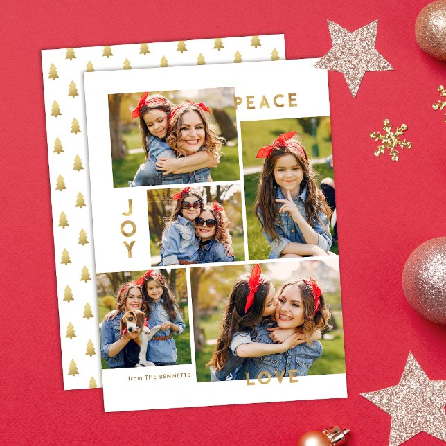 Gold Peace Joy Liebe 5 Foto Collage Weihnachten (Von Creator hochgeladen)