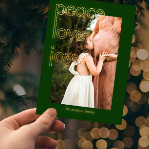 Gold Peace Liebe Freude Weihnachtskarte Folieneinladung