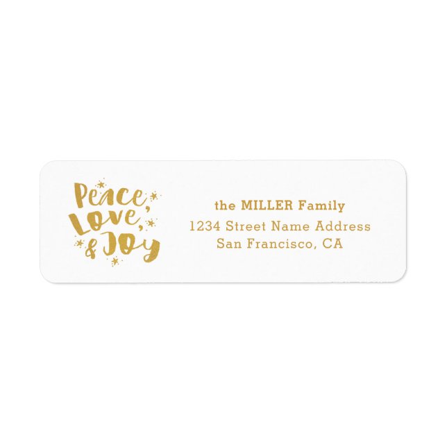 Gold Peace Liebe Joliday Family Rücksendeadresse (Vorne)