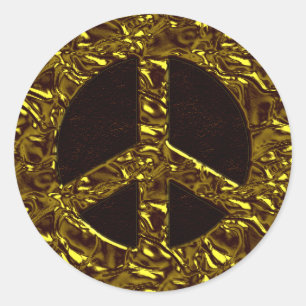 GOLD PEACE SIGN RUNDER AUFKLEBER