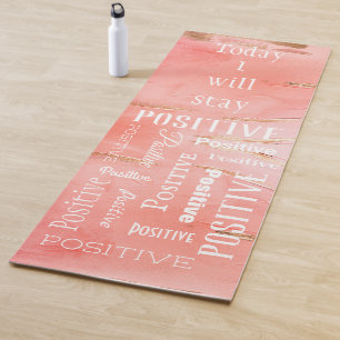 Gold Peach Abstrakt Script Positive Gym Yogamatte