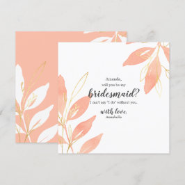 Gold & Peach Floral Werden Sie meine Bridesmaid Einladung