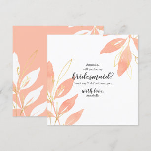 Gold & Peach Floral Werden Sie meine Bridesmaid Einladung