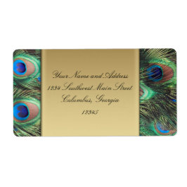 Gold Peacock Feather Elegantes Adressetikett