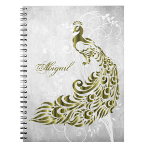 Gold Peacock Personalisiert Spiral Foto Notebook Notizblock