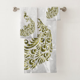 Gold Peacock Personalisierte Badetücher Badhandtuch Set