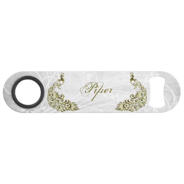 Gold Peacock Personalisierter Flaschenöffner (Vorderseite (Horizontal))