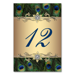 Gold Peacock Wedding Tischnummer