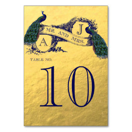 Gold Peacock Wedding Tischnummer