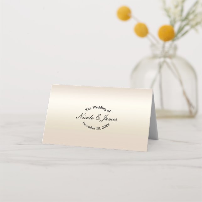 Gold Pearl Shimmer Eleganter Hochzeitstisch Sitzpl Platzkarte (Vorderseite)