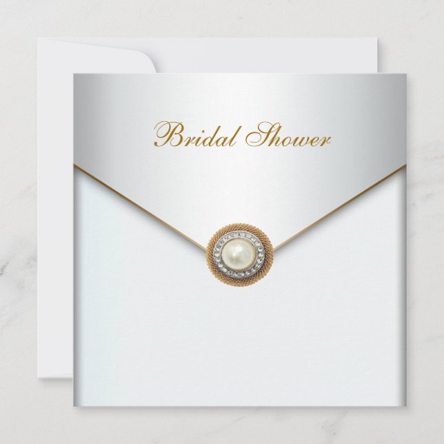 Gold Pearl White Brautparty Einladung (Vorderseite)