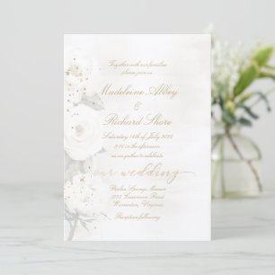 Gold & Pearl White Desdemona Rose Hochzeit Einladung