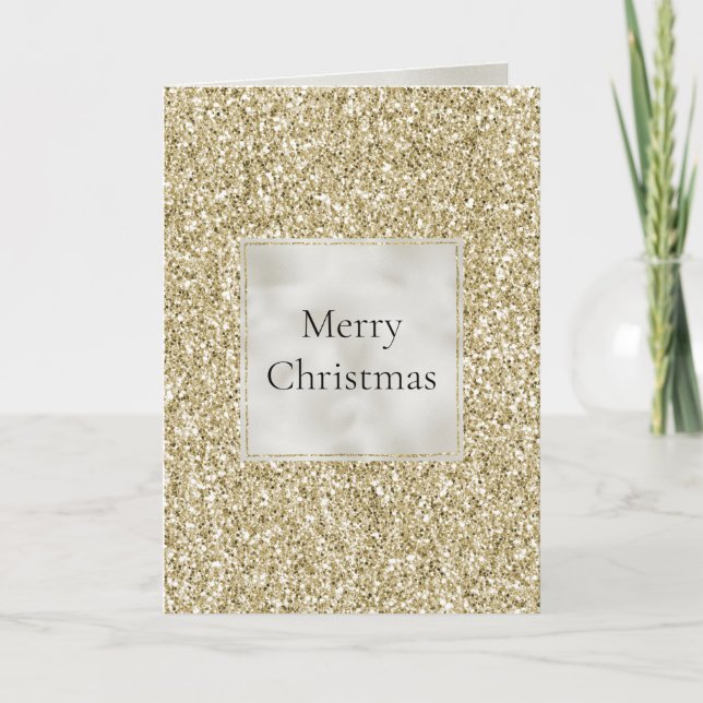 Gold Pearl White Glitzy Glitzer Weihnachten Karte (Vorderseite)