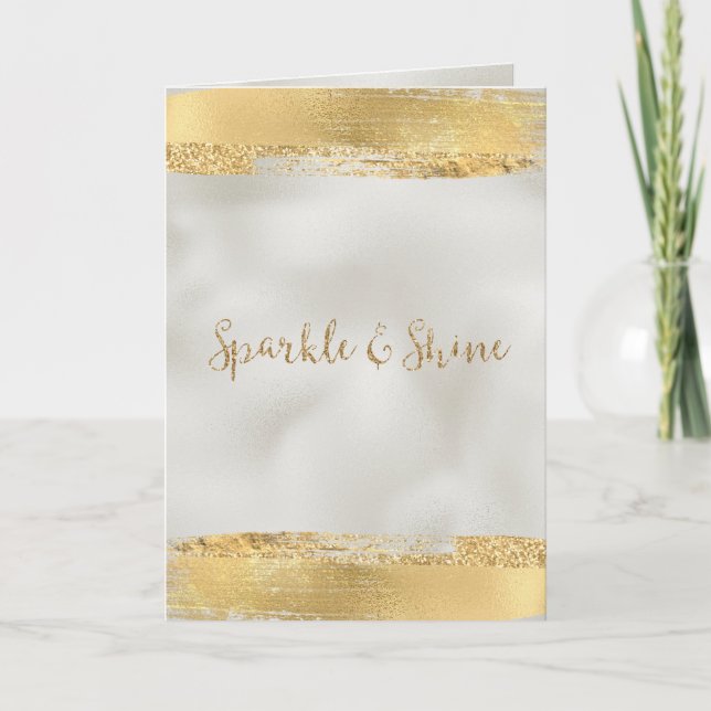 Gold Pearl White Sparkle Karte (Vorderseite)