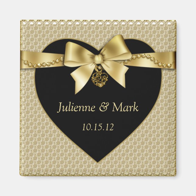 Gold Pearls Ribbon auf dem Schwarzen Magnet (Vorne)