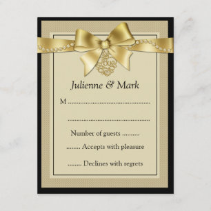 Gold Pearls Ribbon auf schwarzen UAWG RSVP Karte