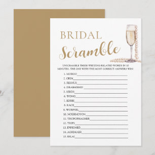 Gold Pearls und Prosecco Bridal Word Scramble Game Einladung