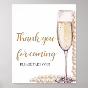 Gold Pearls und Prosecco Vielen Dank für Ihre Teil Poster