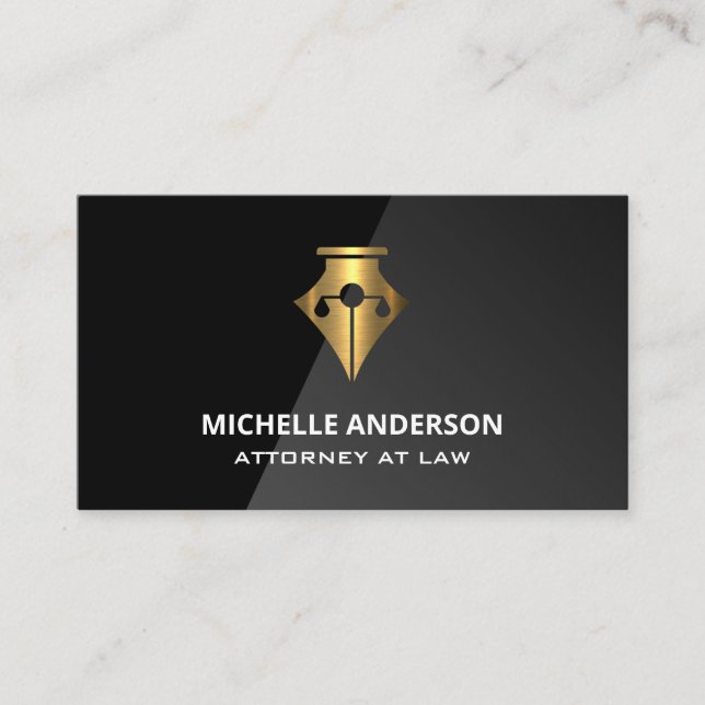 Gold Pen Justice Scales | Rechtliches Logo Visitenkarte (Vorderseite)