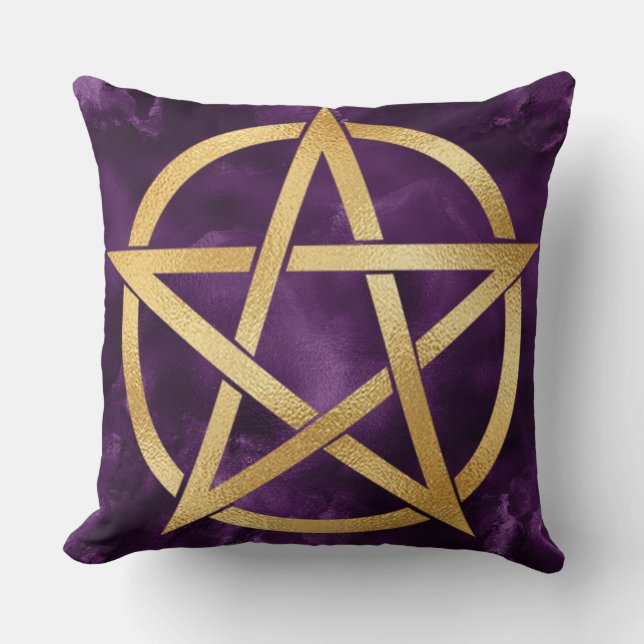 Gold Pentagramm auf Lila Kissen (Vorderseite)