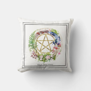 Gold Pentagramm Natureath Blume Bohemisch Kissen