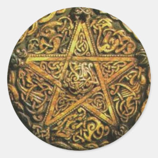 Gold-Pentagramm Runder Aufkleber