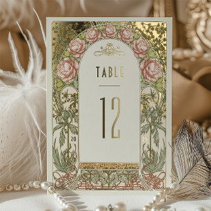 Gold Peonies Vintage Wedding Numéros de table