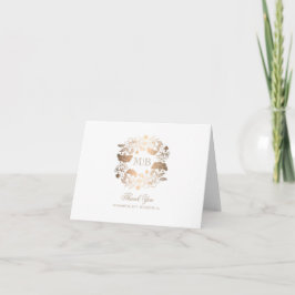 Gold Peonies Wreath White Wedding Vielen Dank Dankeskarte