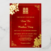 Gold Peony Red Shimmering | Chinesische Hochzeit
