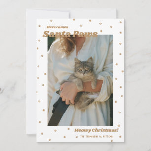 Gold Père Noël Paws Meowy Carte photo de chat de N