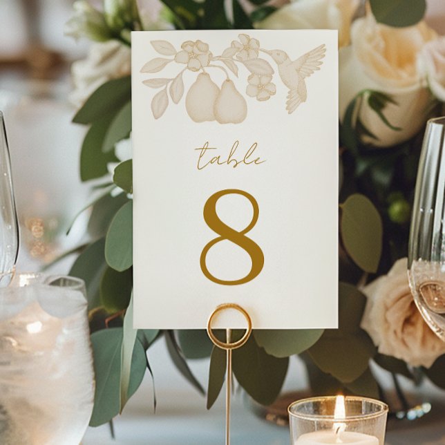 Gold Perfect Pear Wedding Tischnummer (Table Number)