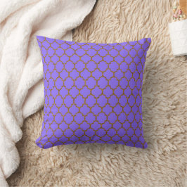 Gold Periwinkle Blue Quatrefoil Kissen