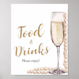 Gold Perlen und Prosecco Champagner Küche Poster