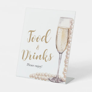 Gold Perlen und Prosecco Champagner Küche Sockelschild