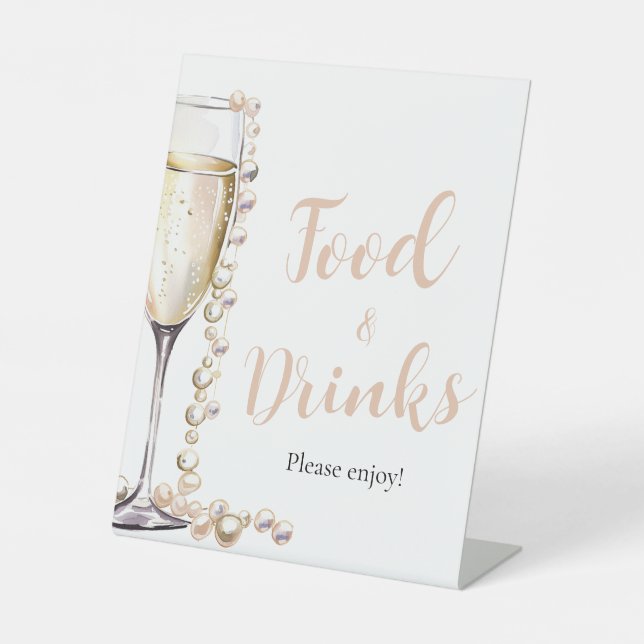 Gold Perlen und Prosecco Champagner Küche Sockelschild (Vorderseite)