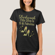 GOLD PERSONALISIERT 50 UND FABULOUS T SHIRT