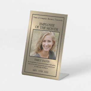 Gold/Personalisiertes Foto - Mitarbeiterpreis Sockelschild