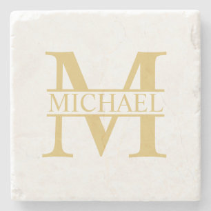Gold Personalisiertes Monogramm und Name Steinuntersetzer