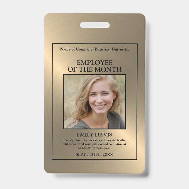 Gold/Personalized Photo - Employee Award Ausweis (Vorderseite)