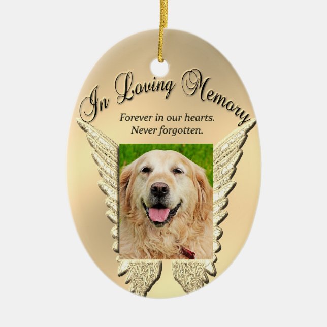 Gold Pet Memorial Foto hinzufügen Keramik Ornament (Vorne)