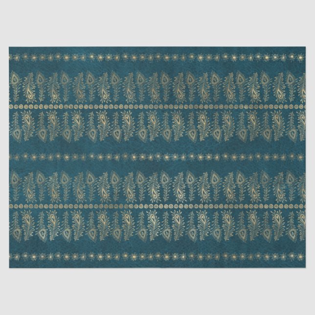 Gold Pfau-Blume für Aquamarine Entkoppelung Seidenpapier (Vorderseite)
