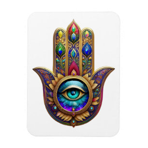 Gold Pfau Farben Hamsa Grün Saphir Drittes Auge Magnet