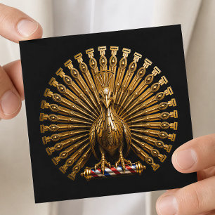 Gold Pfau-Rasierer-Friseursalon-Logo Friseur Quadratische Visitenkarte