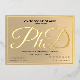 Gold PhD-Abschluss Folieneinladung