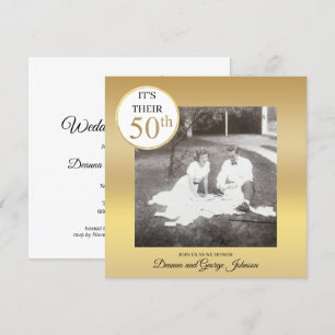 Gold Photo 50th Mariage Anniversaire Invitation