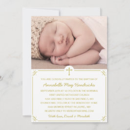 Gold Photo Baptême / Invitation Christening