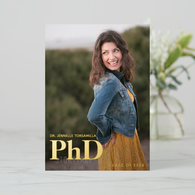 Gold Photo Faire-part de doctorat (Debout devant)