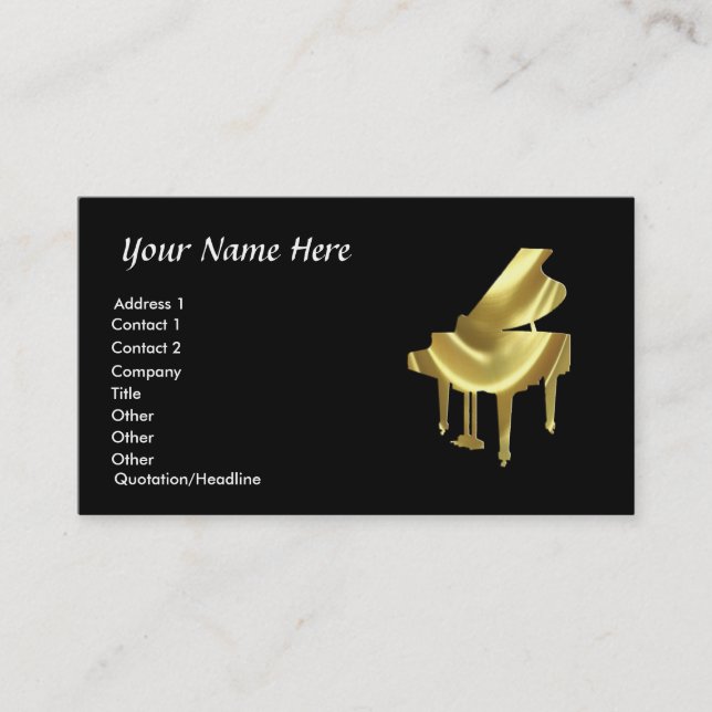 Gold Piano Business Card Visitenkarte (Vorderseite)