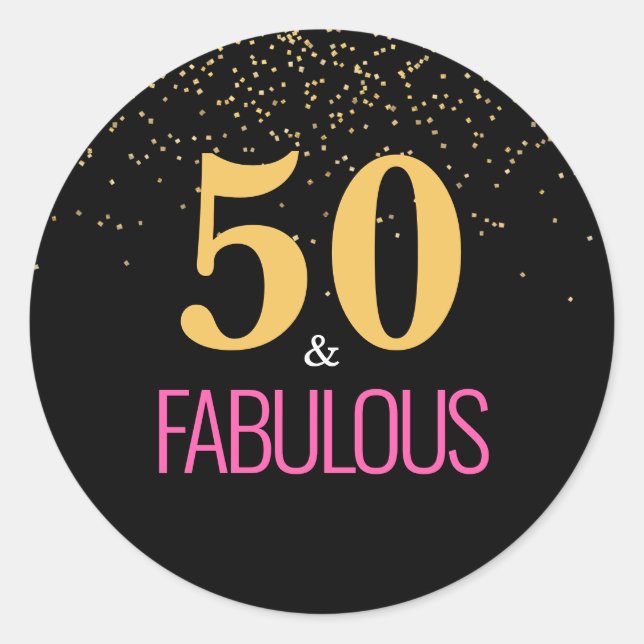 Gold Pink 50 & Fabulous Typografy Sticker (Vorderseite)